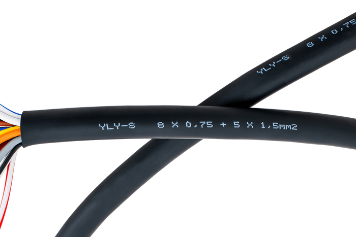 HYBSZ YLY-S elektrisk kabel 8x0,75+5x1,5 trettenkjerne - 1m