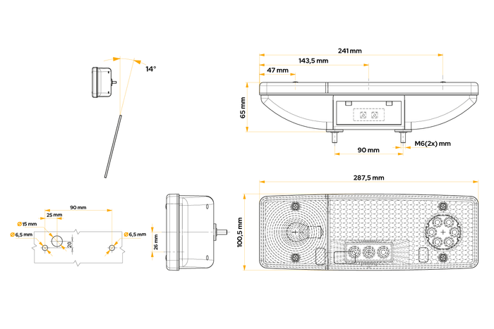 Baklykt WAŚ WE549L 4 funksjoner igjen