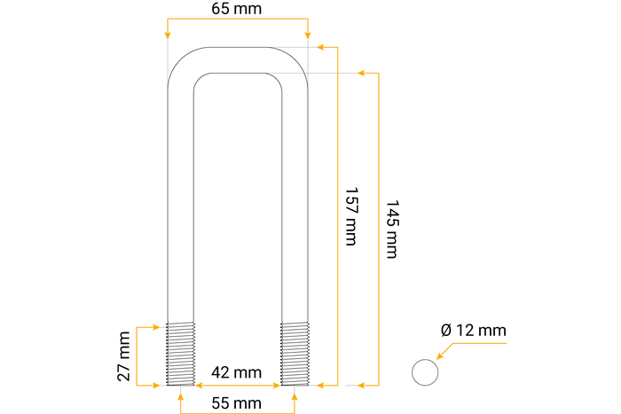Firkantklemme M12 145/42/145