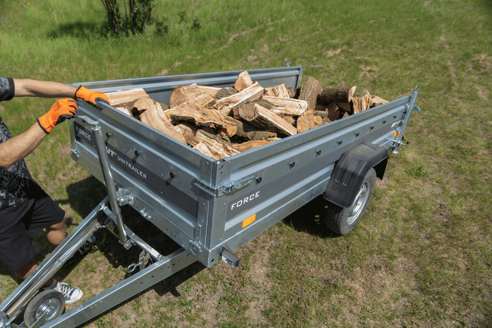 UNITRAILER sveivløfter med håndtak for tipping og lossing av en 1000 kg bilhenger 500-865 mm