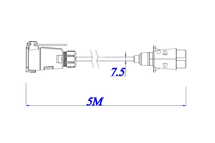 KAMAR E1223 elektrisk kabel 5m 12V støpsel/kontakt 7PIN