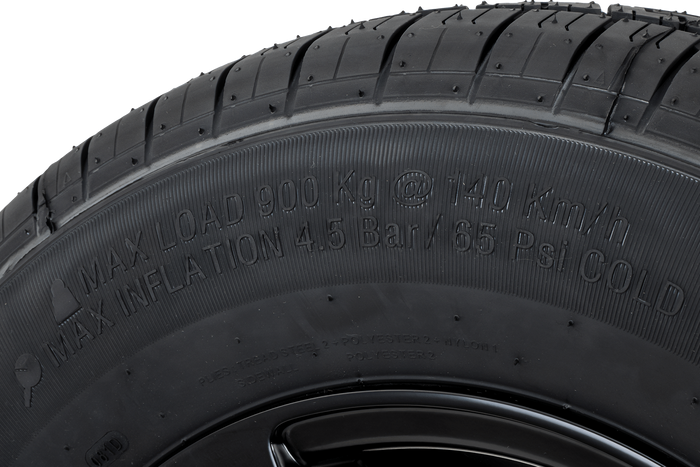 Forsterket tilhengerhjul KENDA DEKK 185/80 R14C 104/102N ALUMINIUM FELG STARCO sort 5,5Jx14"H2 5x112 ET:30