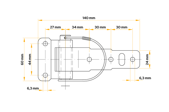 Avtakbart sidehengsel WINTERHOFF BSCH 30-2 tilhenger sidefeste
