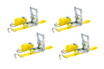 Sett med fire UNITRAILER transportbelter med strammer 4m/25mm/1t gul