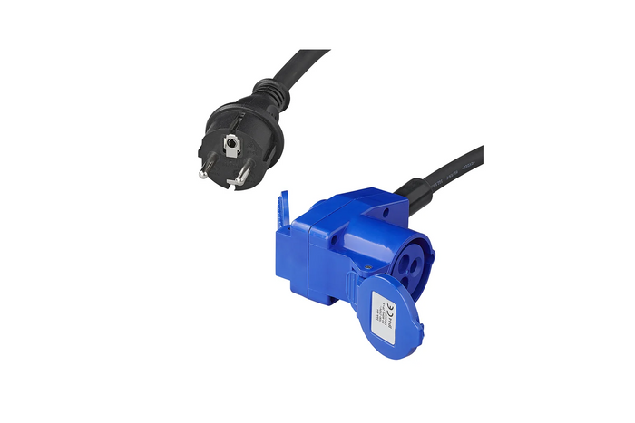 Adapter med Schuko-plugg og CEE-vinklet kontakt + Schuko-kontakt 16A ProPlus 373528DE kabel 150 cm