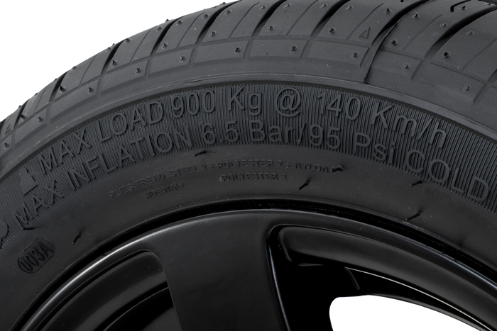 Forsterket tilhengerhjul KENDA DEKK 195/50 R13C 104/102N ALUMINIUM FELG STARCO sort 6Jx13"H2 5x112 ET:30
