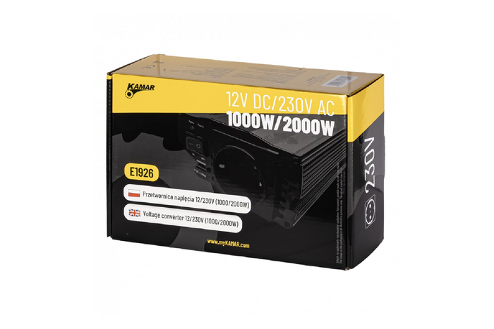 Spenningsomformer 12V/230V (1000/2000W) KAMAR E1926