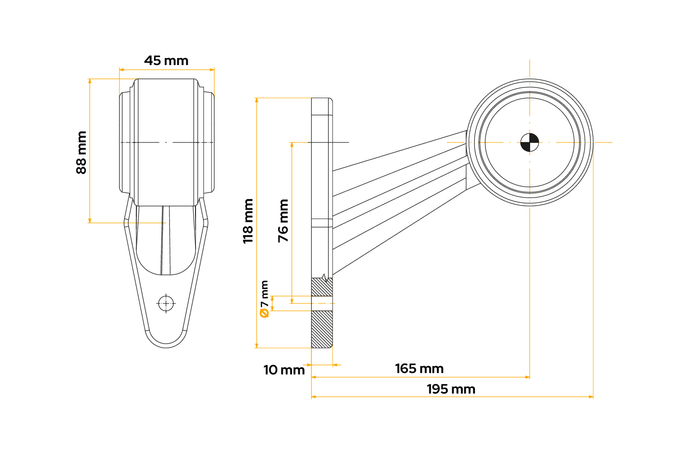 FRISTOM FT-009E LED-markeringslampe universal på gummiarm