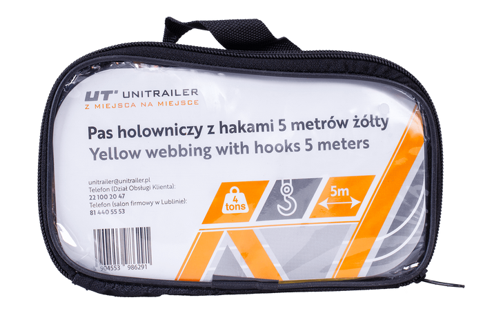 Slepetau med kroker UNITRAILER slepestropp 5m/50mm/4t gul