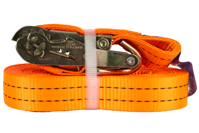 Sett med fire UNITRAILER 10m/35mm/2t oransje transportbelter med strammer