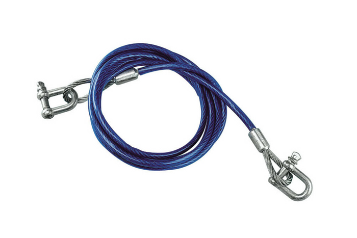 Slepetau med sjakler LAMPA ståltau 3,5m/8mm/5t blå