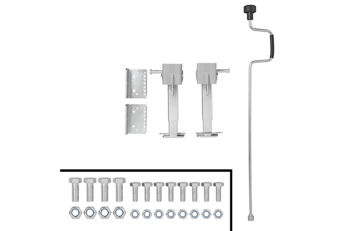 Sett med to uttrekkbare støtter med sveiv og ProPlus 361500-feste for 1000 kg flatbed-tilhenger 290–460 mm
