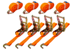 Sett med fire UNITRAILER 4m/25mm/1t oransje transportbelter med strammer