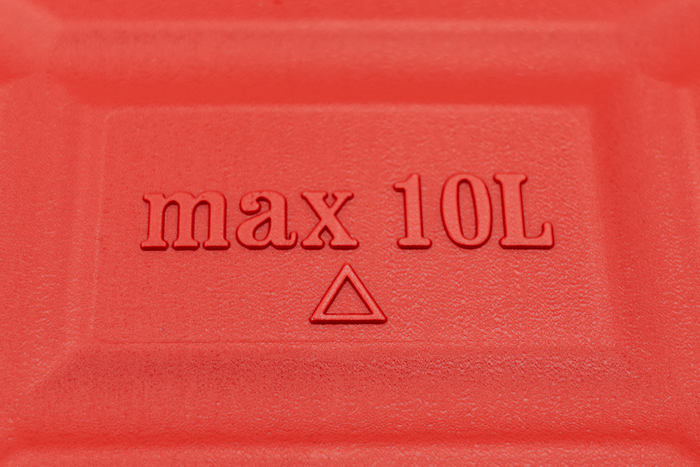 10L HERMON plastdunk med trakt, rød