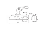 STEELPRESS ZSK-1700D+Z2 kulekobling for 1700 kg tilhenger med 35-50 mm rørformet dragstang