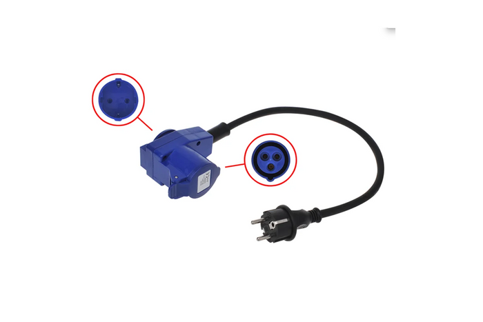 Adapter med Schuko-plugg for CEE-vinklet kontakt + Schuko-kontakt Proplus 373528 kabel 40 cm