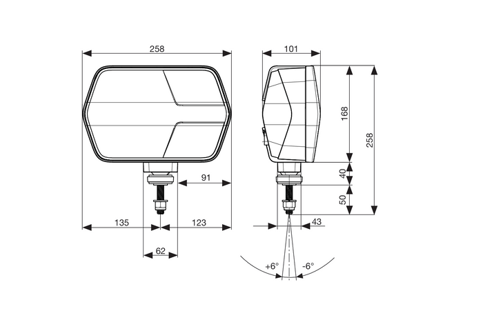 ASPÖCK LuxLED II LED-frontlykt 7 funksjoner 6-pin DEUTSCH DT06-6S venstre
