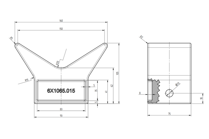 Stang, baugskjerm KNOTT 6X1065.015 for båthenger