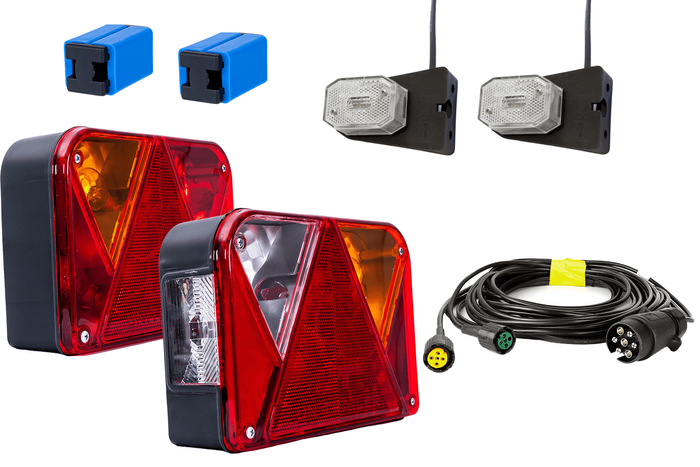 Lyssett: DOBPLAST DPT35 baklykter + ASPÖCK FLEXIPOINT I sidemarkeringslys + MANTES 5,2m 7-PIN ledningsnett