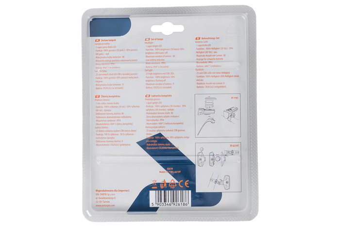 PROFEX 92618 Super Vision batteridrevet sykkellyktsett (foran og bak)