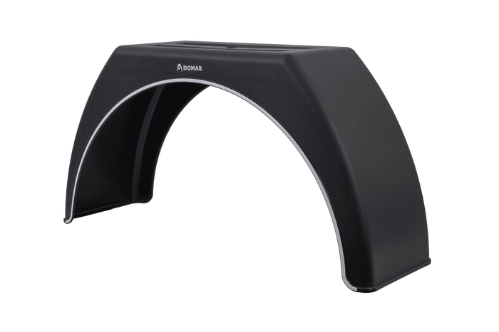Tilhengerskjerm 15-17,5" DOMAR DK3114 flat hjulbue 950/300 mm med hvite detaljer