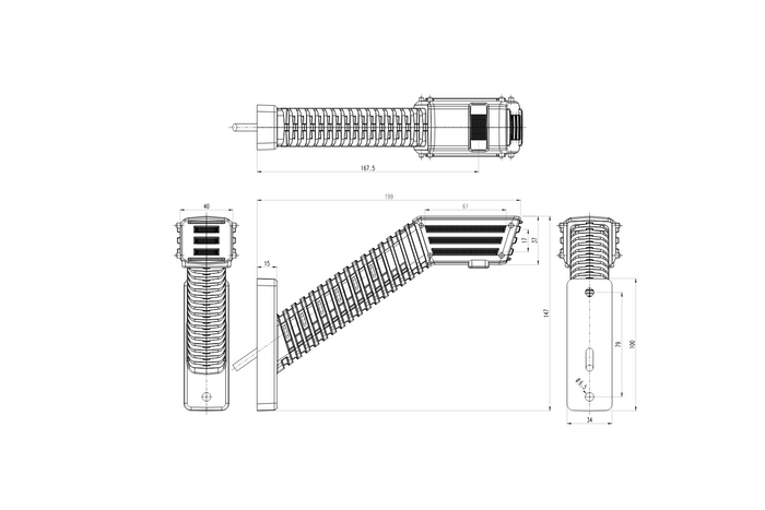 WAŚ 2552L W297.5.1 SPOT LED-markeringslykt, venstre, på lang arm