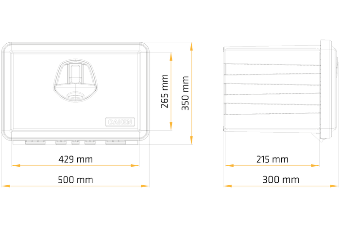 DAKEN 81100 JUST verktøykasse 500x350x300mm 27l med monteringsbraketter