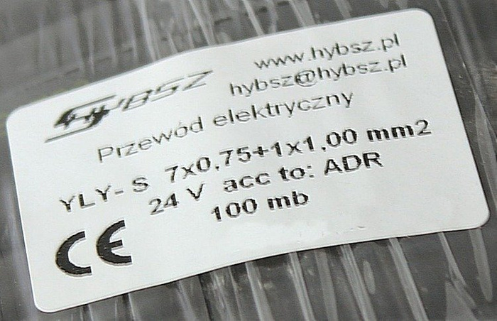 Elektrisk kabel HYBSZ YLY-S 7x0,75+1x1 åttekjernet - 1m
