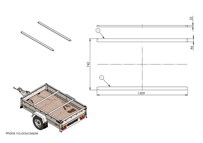 H-0 flat ramme for presenningsdeksel for UNITRAILER GARDEN TRAILER 201 KIPP tilhenger