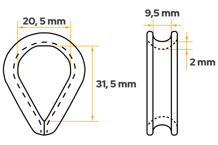DROMET KU.8 tau fingerbøll stål hjerteskjell 8mm