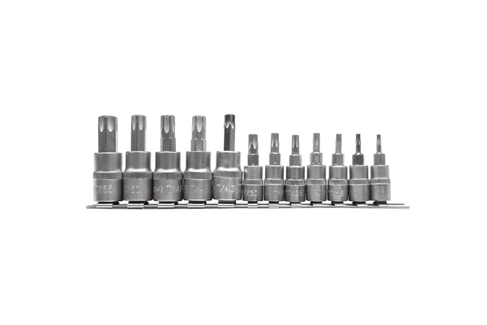 Sett med tolv TORX-nøkler på skinne YATO YT-04331