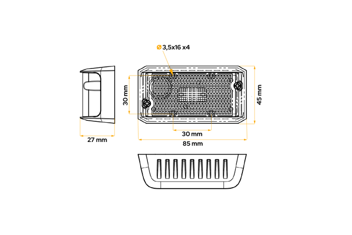 DOBPLAST DPT15 LED markeringslampe, oransje, universal