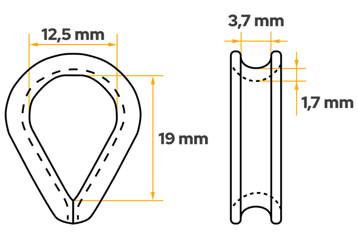DROMET KU.3 tau-fingerbøsse, stålvinge, 3 mm