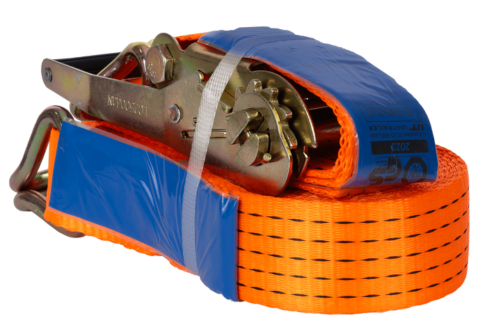 Sett med fire UNITRAILER 12m/50mm/5t oransje transportbelter med strammer