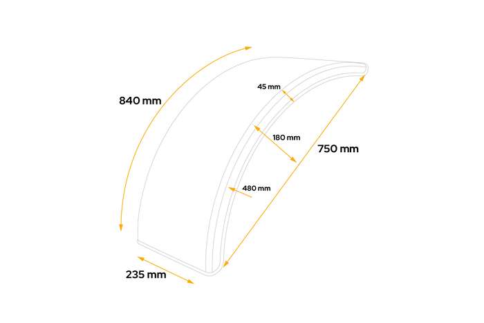 Skvettskjerm for landbruksmaskiner 12-14" DOMAR T10060 hjulbue 750/235mm