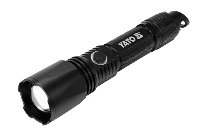 YATO YT-085609 LED 900lm multifunksjonslommelykt, powerbank, flaskeåpner, nødhammer