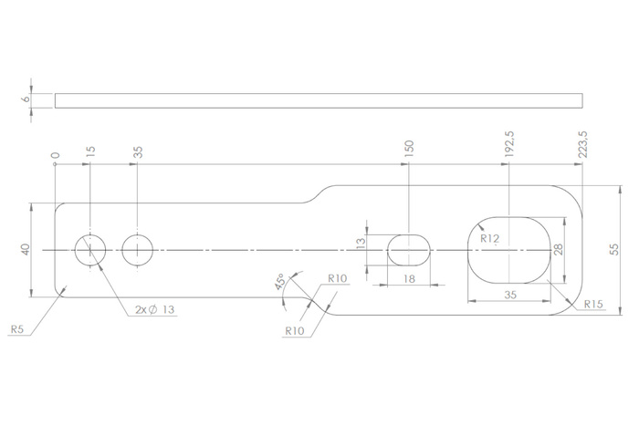 Krokholder for feste av UNITRAILER transportbelter, lengde 223,5 mm