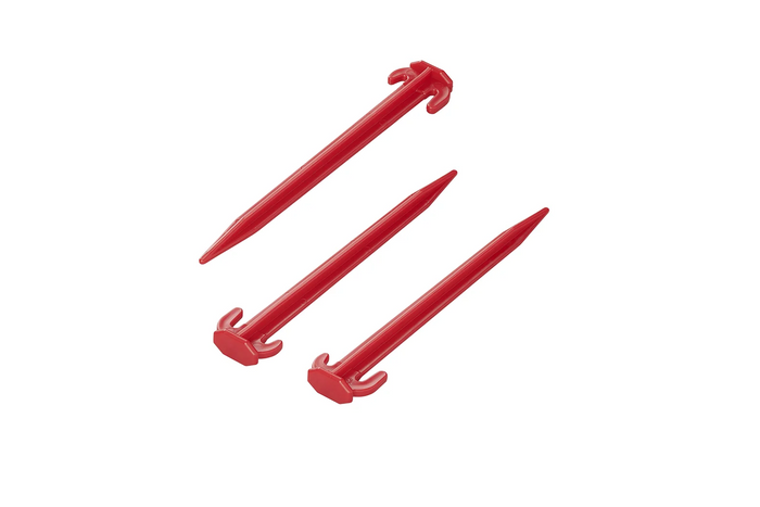 Sett med seks ProPlus teltplugger 364824 plastplugger for feste av barduner 19 cm