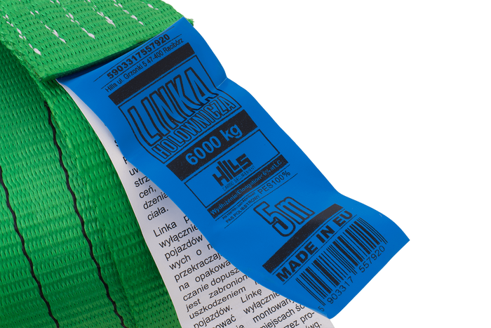 Slepetau med kroker HILLS slepestropp 5m/60mm/6t grønn