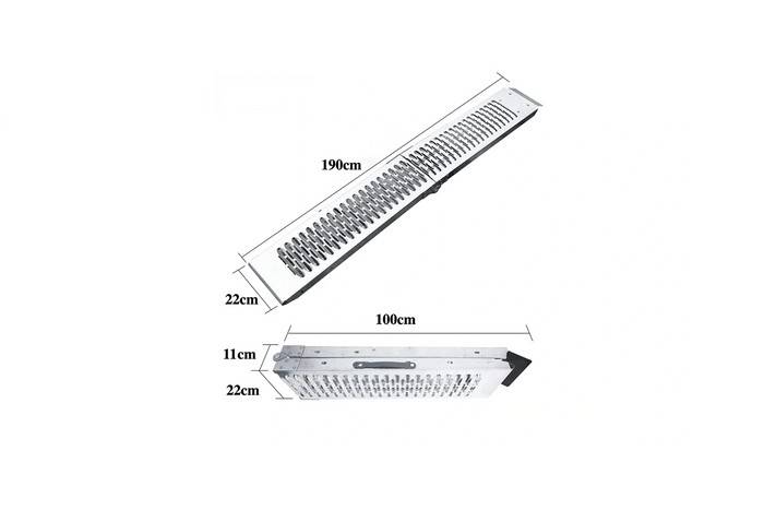UNITRAILER ALR004B sammenleggbar rampe stålrampe for tilhenger 190 cm 200 kg