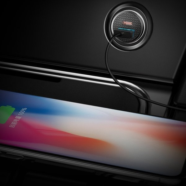 BASEUS sirkulær plast USB-A, USB-C 30W billader