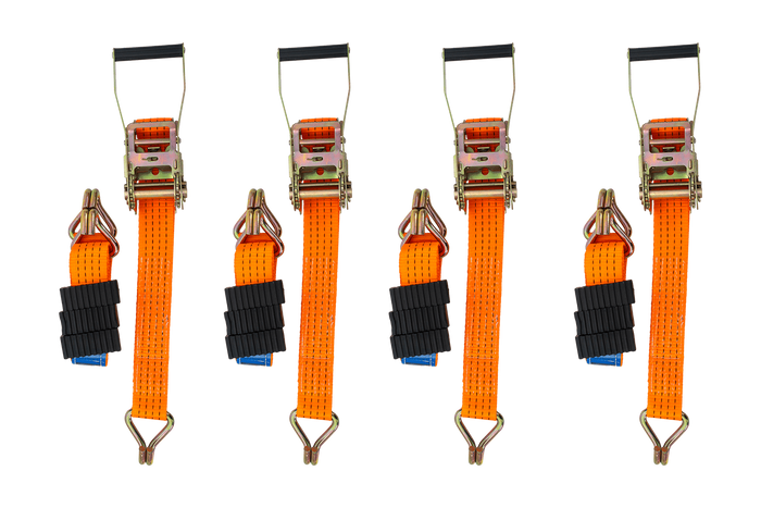 Sett med fire 3-punkts transportbelter med strammer for UNITRAILER-tilhenger 3m/50mm/4t oransje