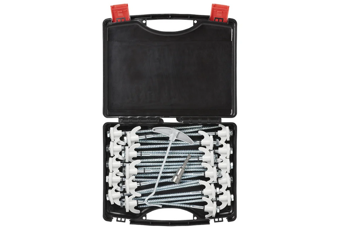 Sett med skruplugger til telt til ProPlus 365014 metallplugger med krok 20x20cm