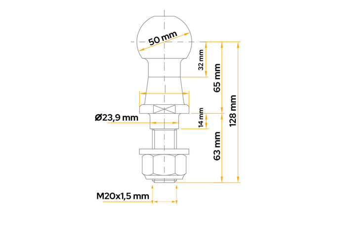 Tilhengerkule Winterhoff KUB 50 mm - 2000 kg