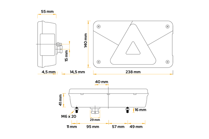 ASPÖCK Multipoint V baklykt, 7 funksjoner, venstre