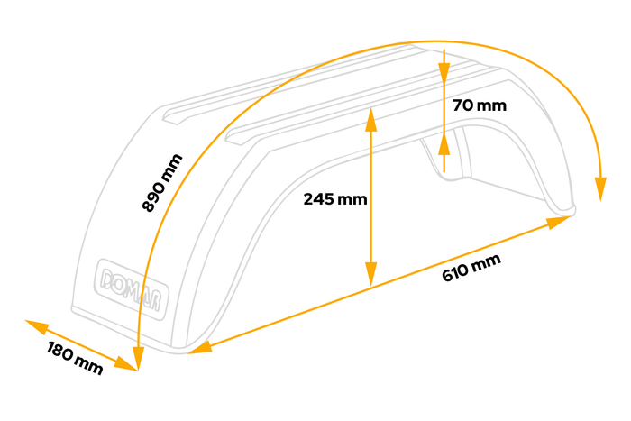 Tilhengerskjerm 10-13" DOMAR D20110 hjulbue 610/180mm