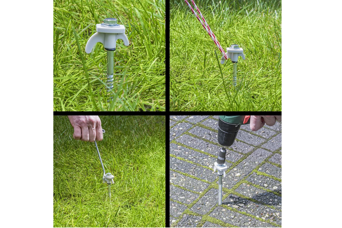 Sett med skruplugger til telt til ProPlus 365014 metallplugger med krok 20x20cm
