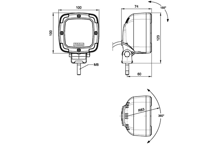 LED-arbeidslampereflektor FRISTOM FT-360 9xLED 3500lm med holder