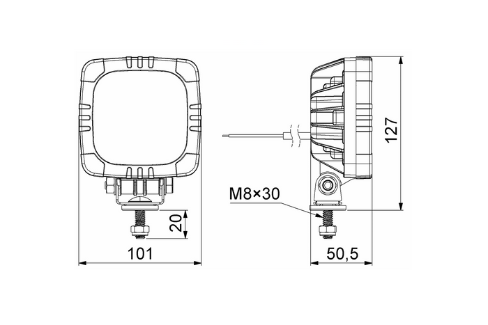 HORPOL ROCA LZD 2803 LED-baklykt 3 funksjoner universal med holder