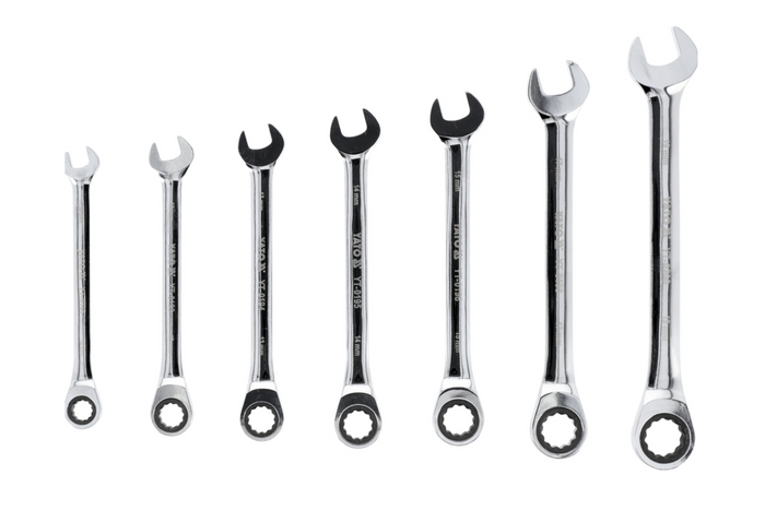 YATO YT-0208 skrallekombinasjonsnøkler 10-19mm 7 stk.